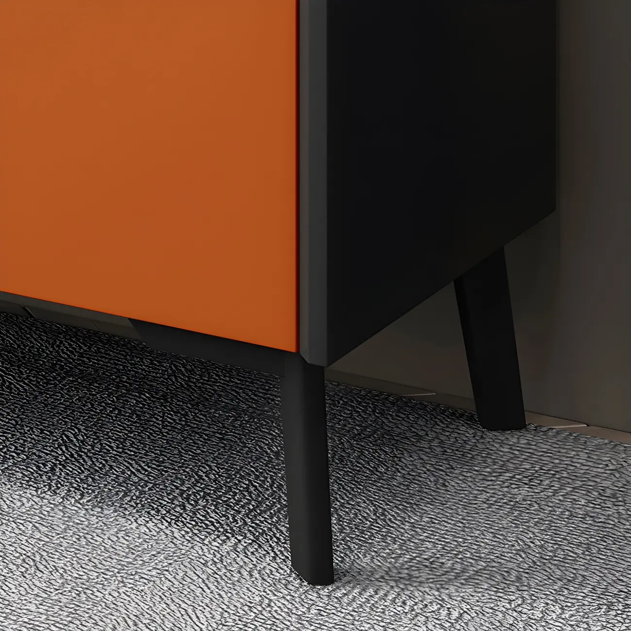 Modern Pine Sideboard with Drawers and Cabinets in Grey/Orange Image - 9 | homeyfad