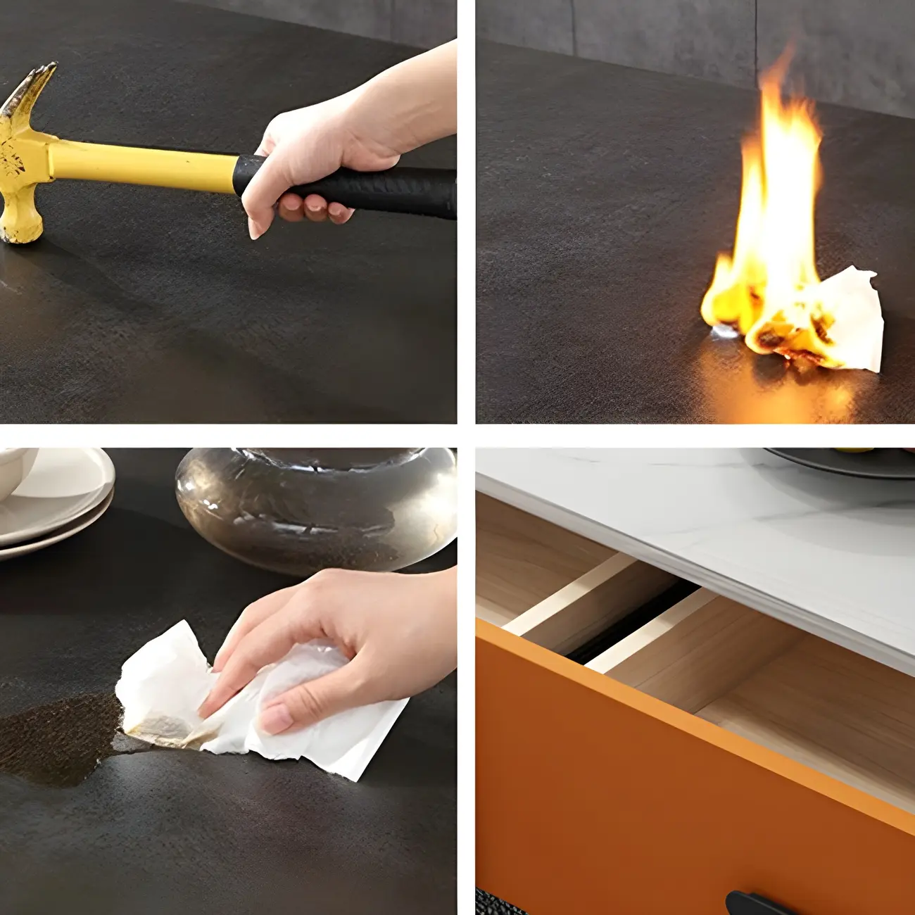 Modern Pine Sideboard with Drawers and Cabinets in Grey/Orange Image - 10 | homeyfad