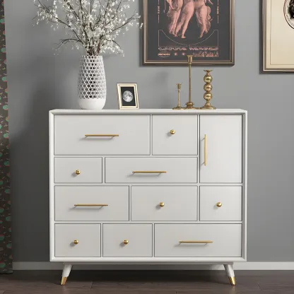 Glam Birch Wood Buffet Table with Multi-Drawers Image - 1