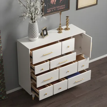 Glam Birch Wood Buffet Table with Multi-Drawers Image - 5
