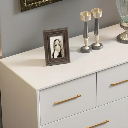 Glam Birch Wood Buffet Table with Multi-Drawers Image - 7