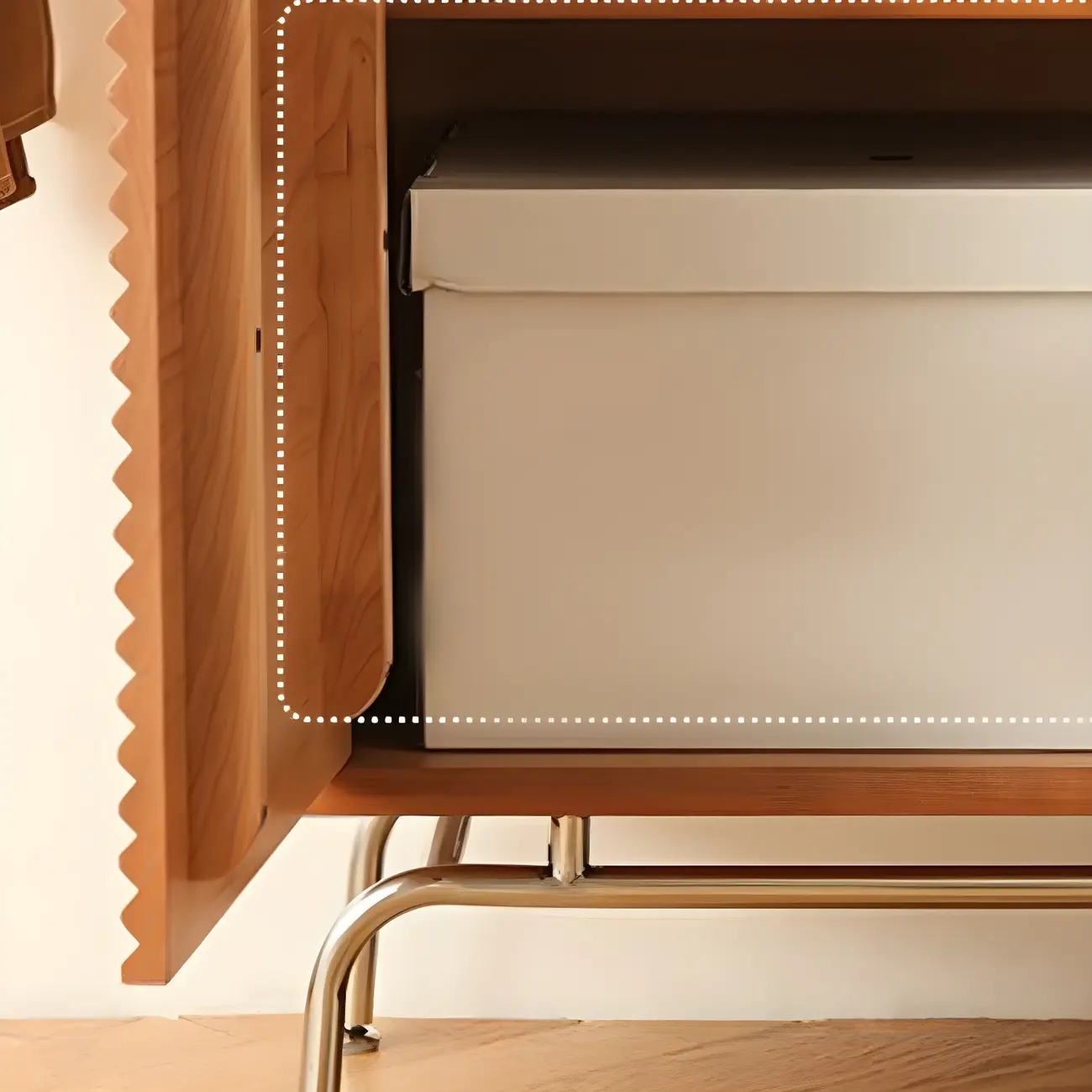 Modern Brown Pine Wood Sideboard with Glass Doors Image - 9 | homeyfad