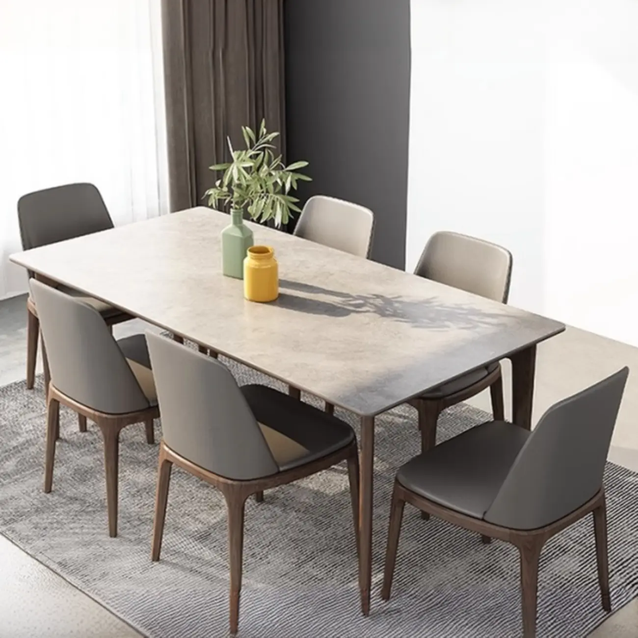 Modern Wooden Dining Room Set with Upholstered Chairs Image - 2 | homeyfad