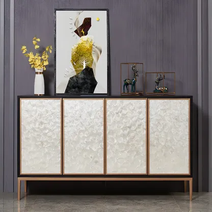 Modern Wooden Sideboard in Silver with Cabinets Image - 1