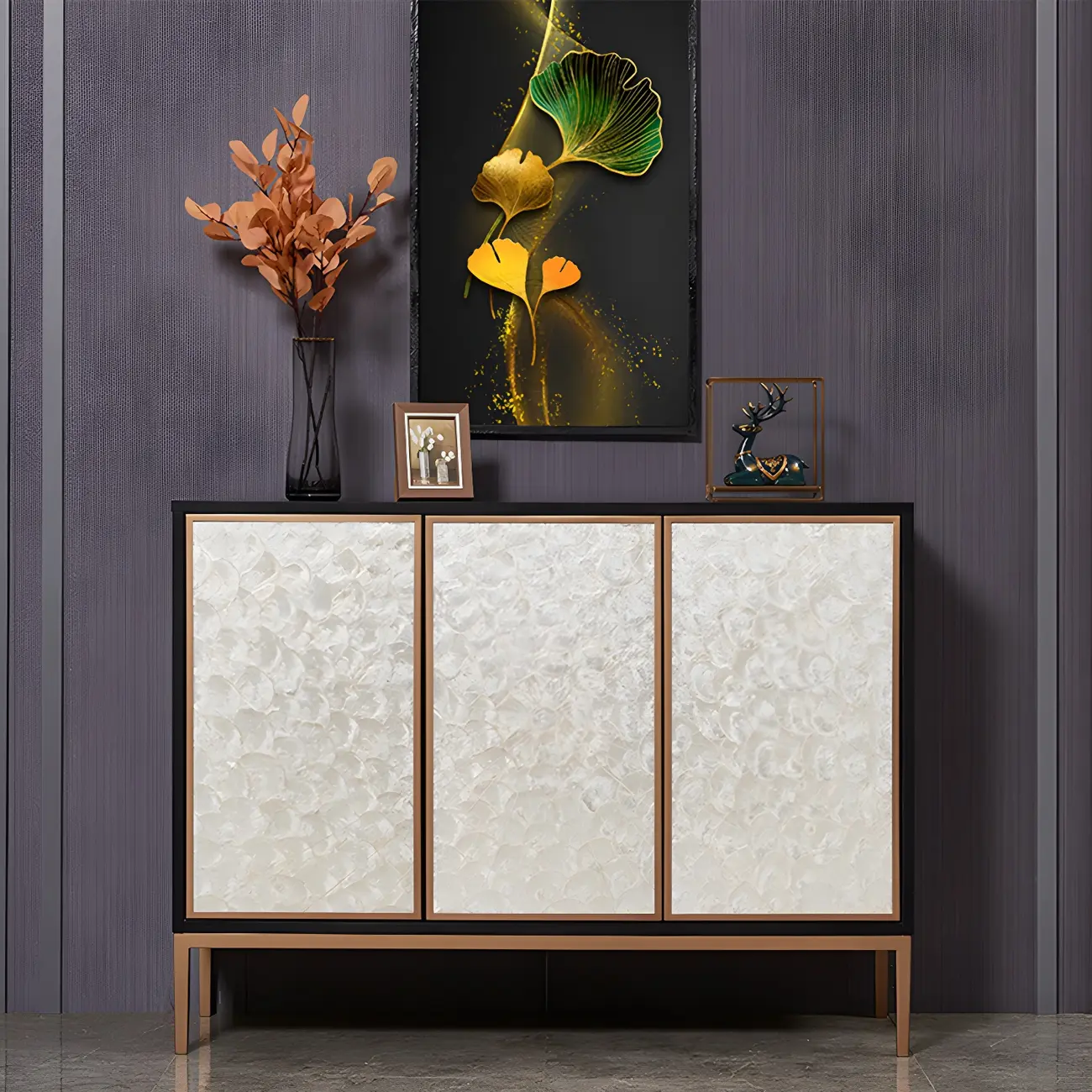 Modern Wooden Sideboard in Silver with Cabinets Image - 2 | homeyfad