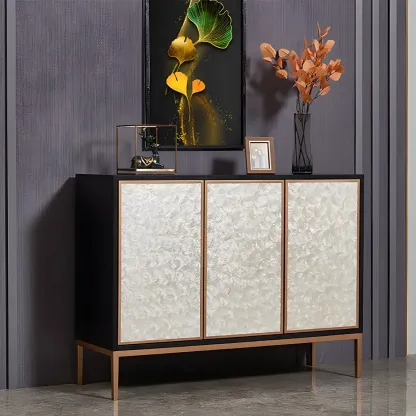 Modern Wooden Sideboard in Silver with Cabinets Image - 4