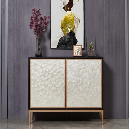 Modern Wooden Sideboard in Silver with Cabinets Image - 5