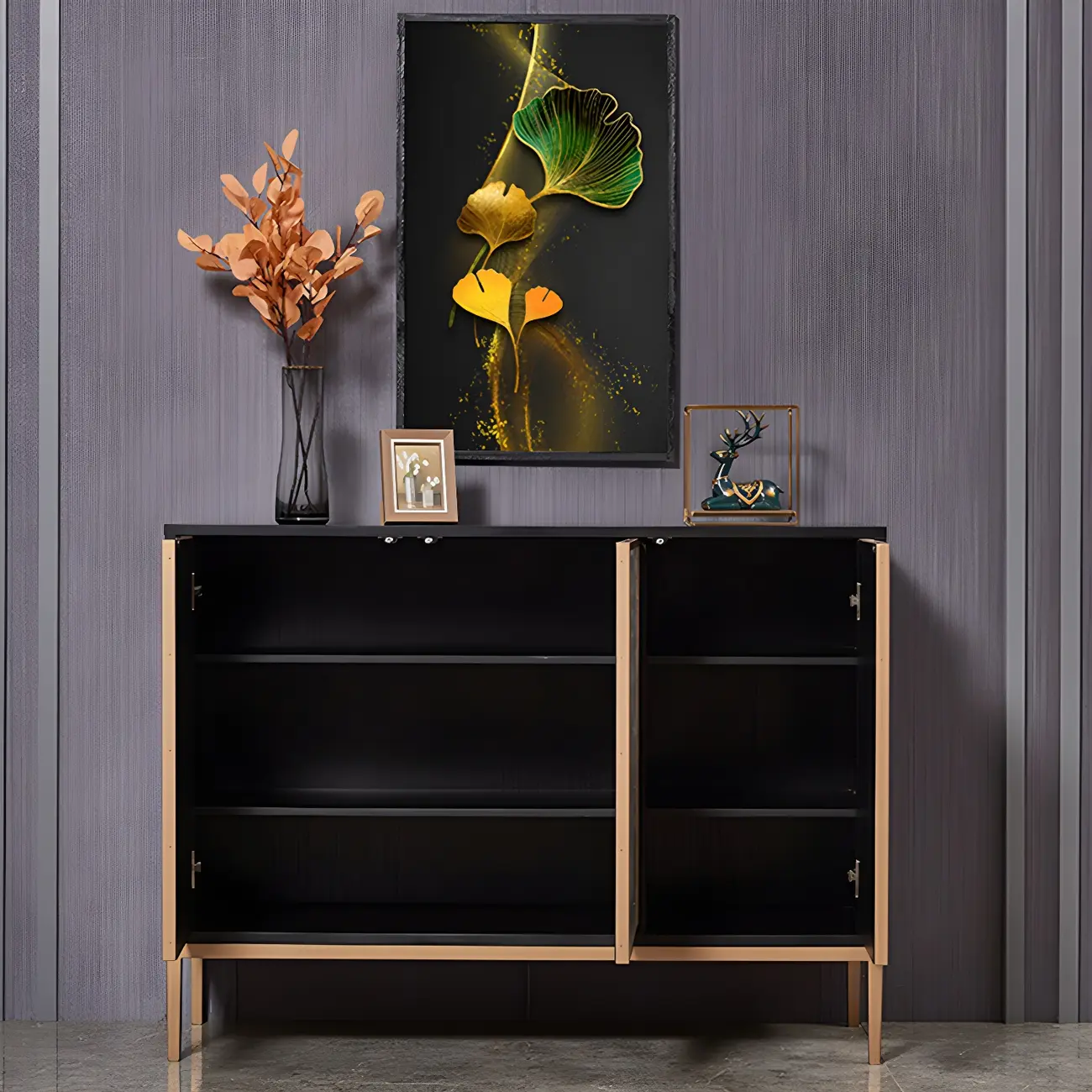 Modern Wooden Sideboard in Silver with Cabinets Image - 7 | homeyfad