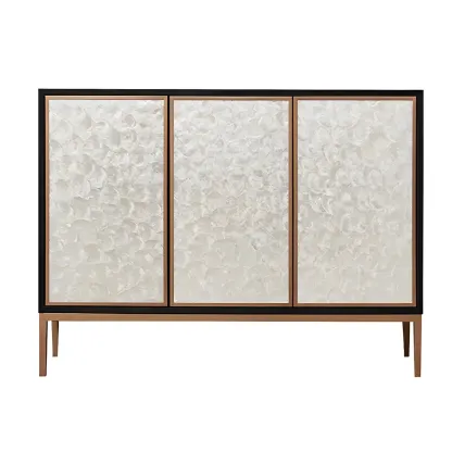 Modern Wooden Sideboard in Silver with Cabinets Image - 8
