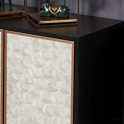 Modern Wooden Sideboard in Silver with Cabinets Image - 9