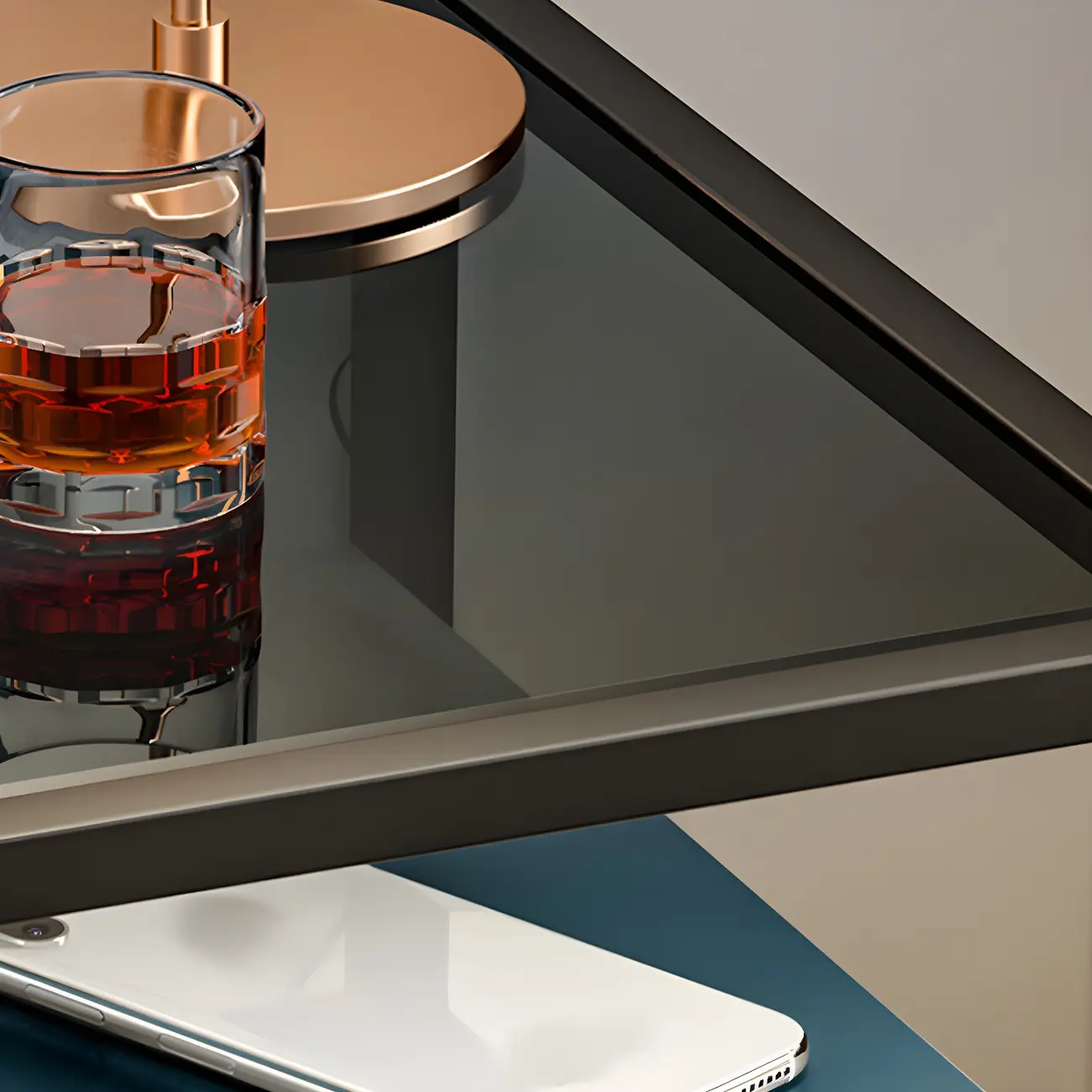 Modern Blue Nightstand with Glass Top and Drawer Storage Image - 10 | homeyfad