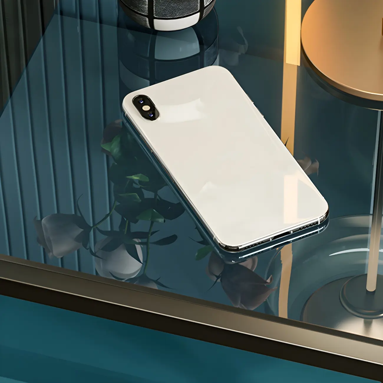 Modern Blue Nightstand with Glass Top and Drawer Storage Image - 11 | homeyfad