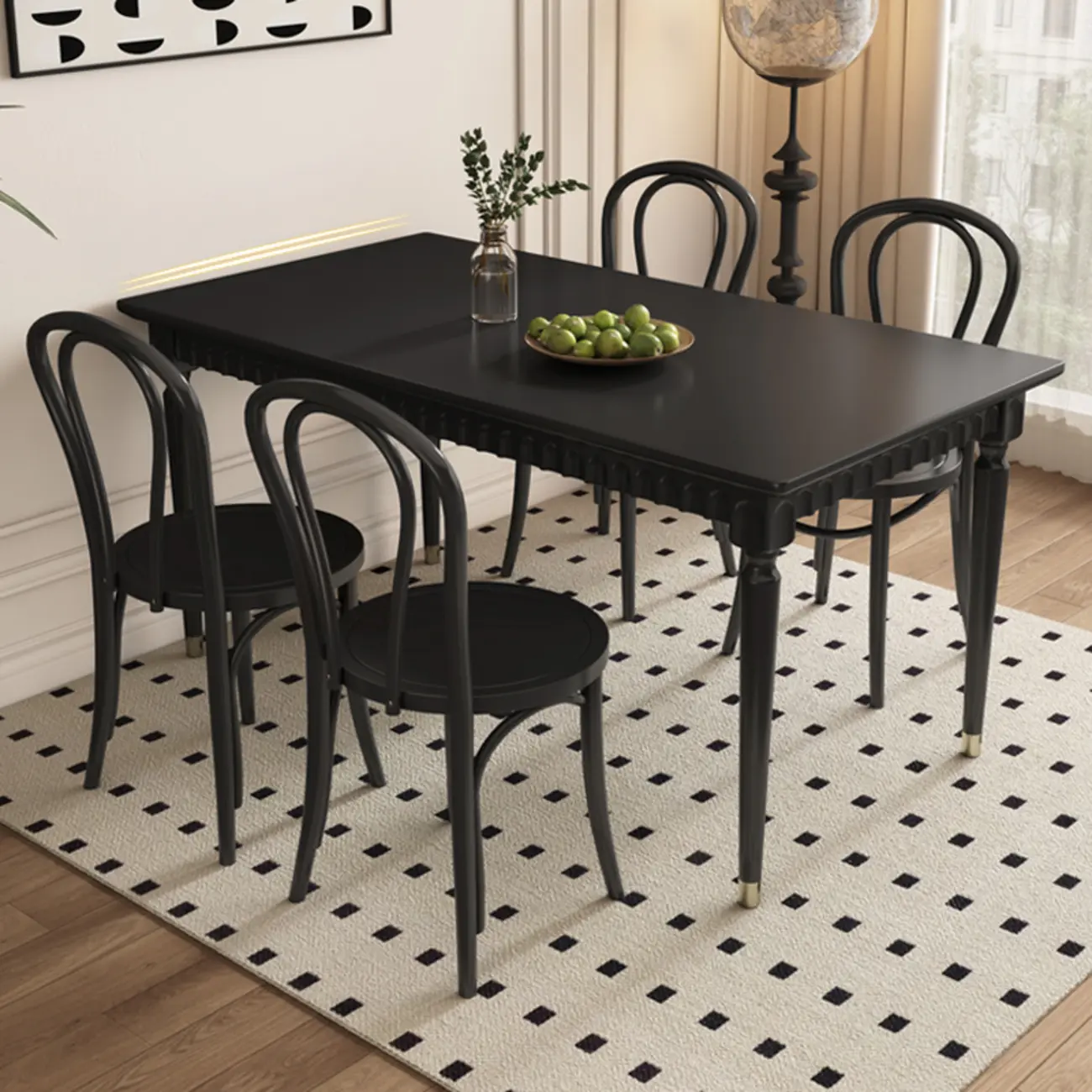 Charcoal Solid Wood Dining Table Set with Chairs Image - 1 | homeyfad