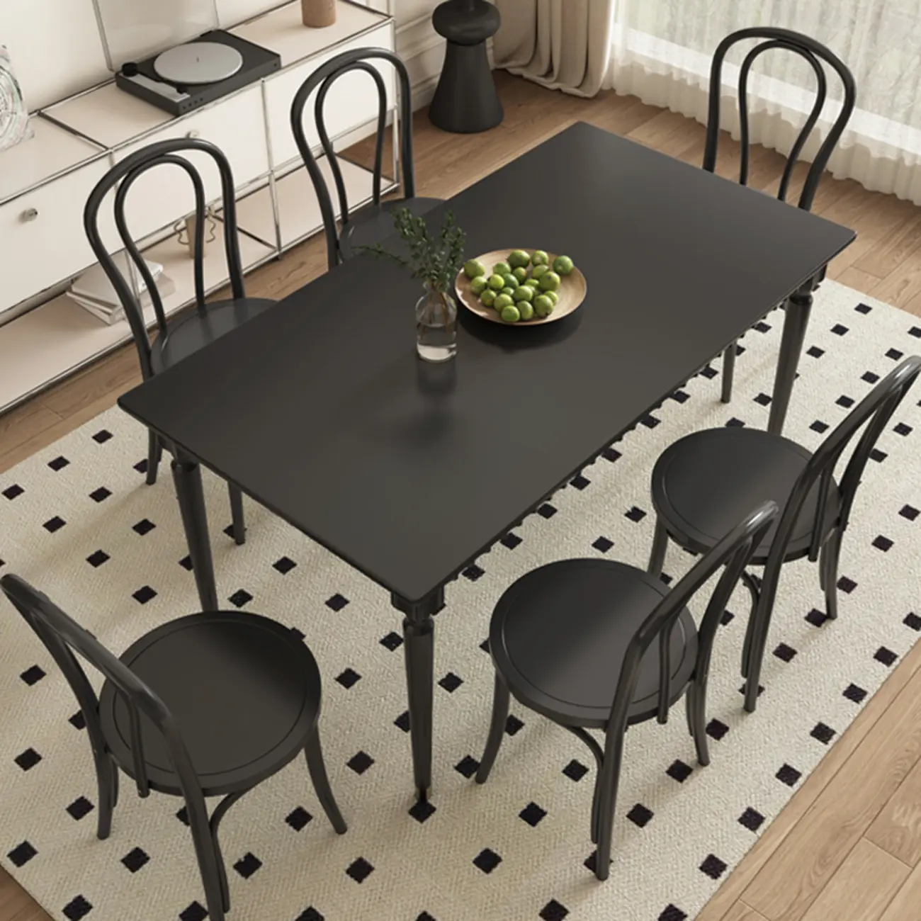 Charcoal Solid Wood Dining Table Set with Chairs Image - 2 | homeyfad