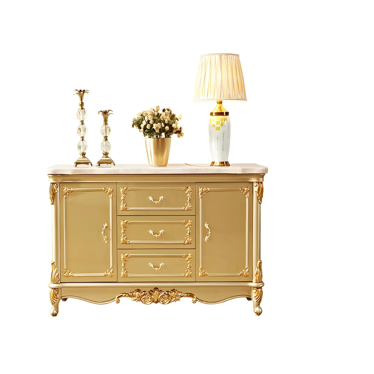 Luxury Gold Wooden Sideboard with Drawers and Doors Image - 9 | homeyfad