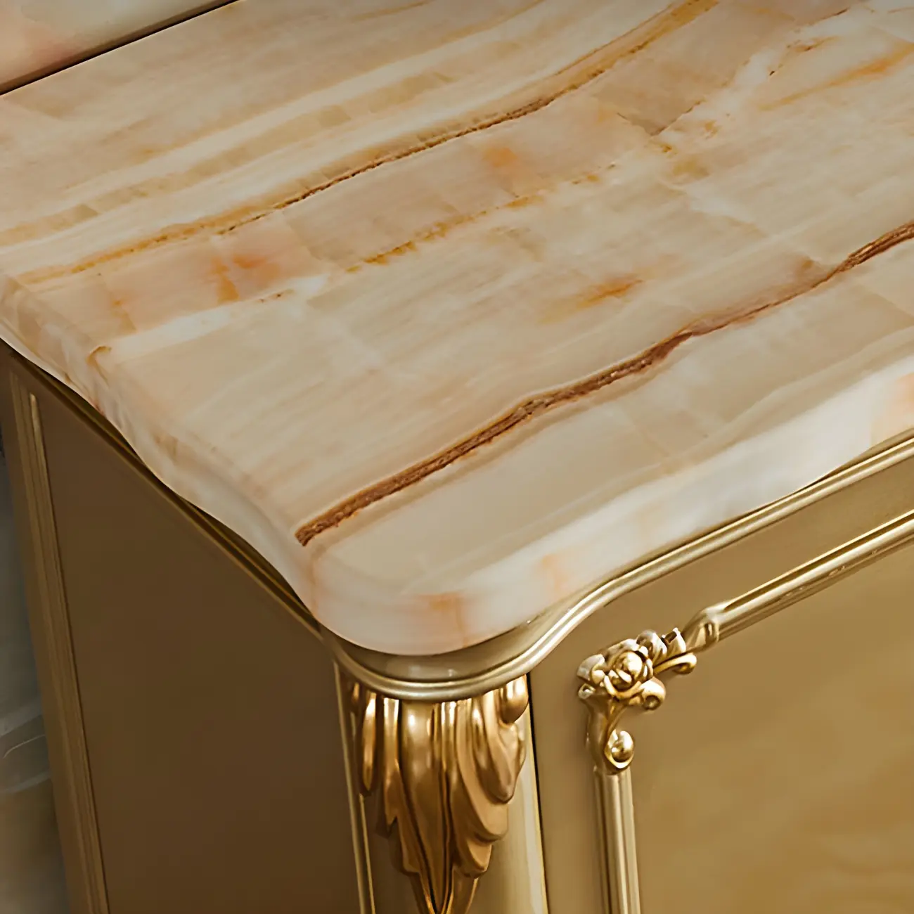 Luxury Gold Wooden Sideboard with Drawers and Doors Image - 13 | homeyfad