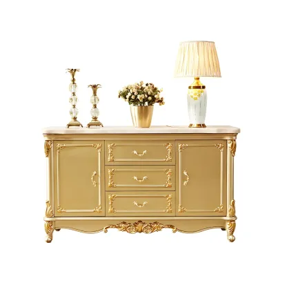 Luxury Gold Wooden Sideboard with Drawers and Doors Image - 14