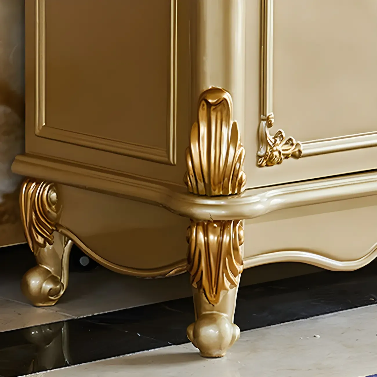 Luxury Gold Wooden Sideboard with Drawers and Doors Image - 15