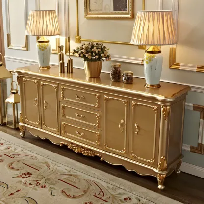 Luxury Gold Wooden Sideboard with Drawers and Doors Image - 19