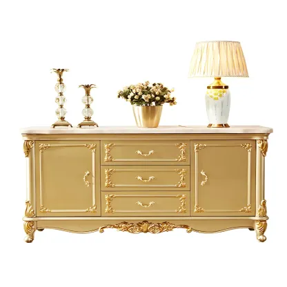 Luxury Gold Wooden Sideboard with Drawers and Doors Image - 20