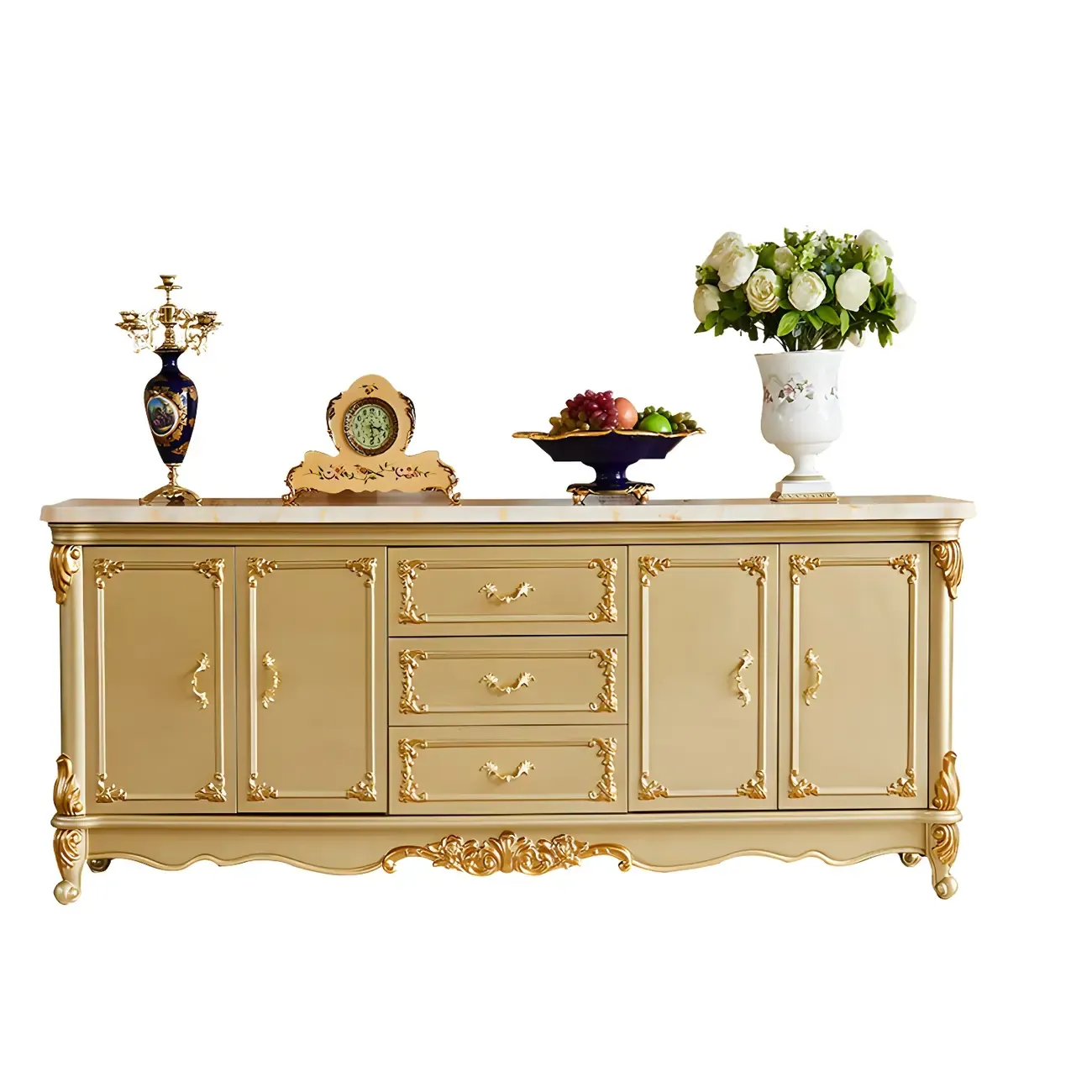 Luxury Gold Wooden Sideboard with Drawers and Doors Image - 24