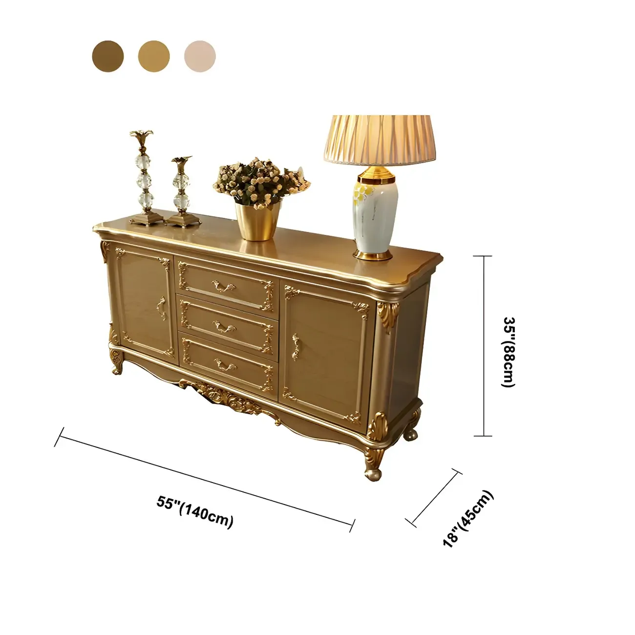 Luxury Gold Wooden Sideboard with Drawers and Doors Image - 26