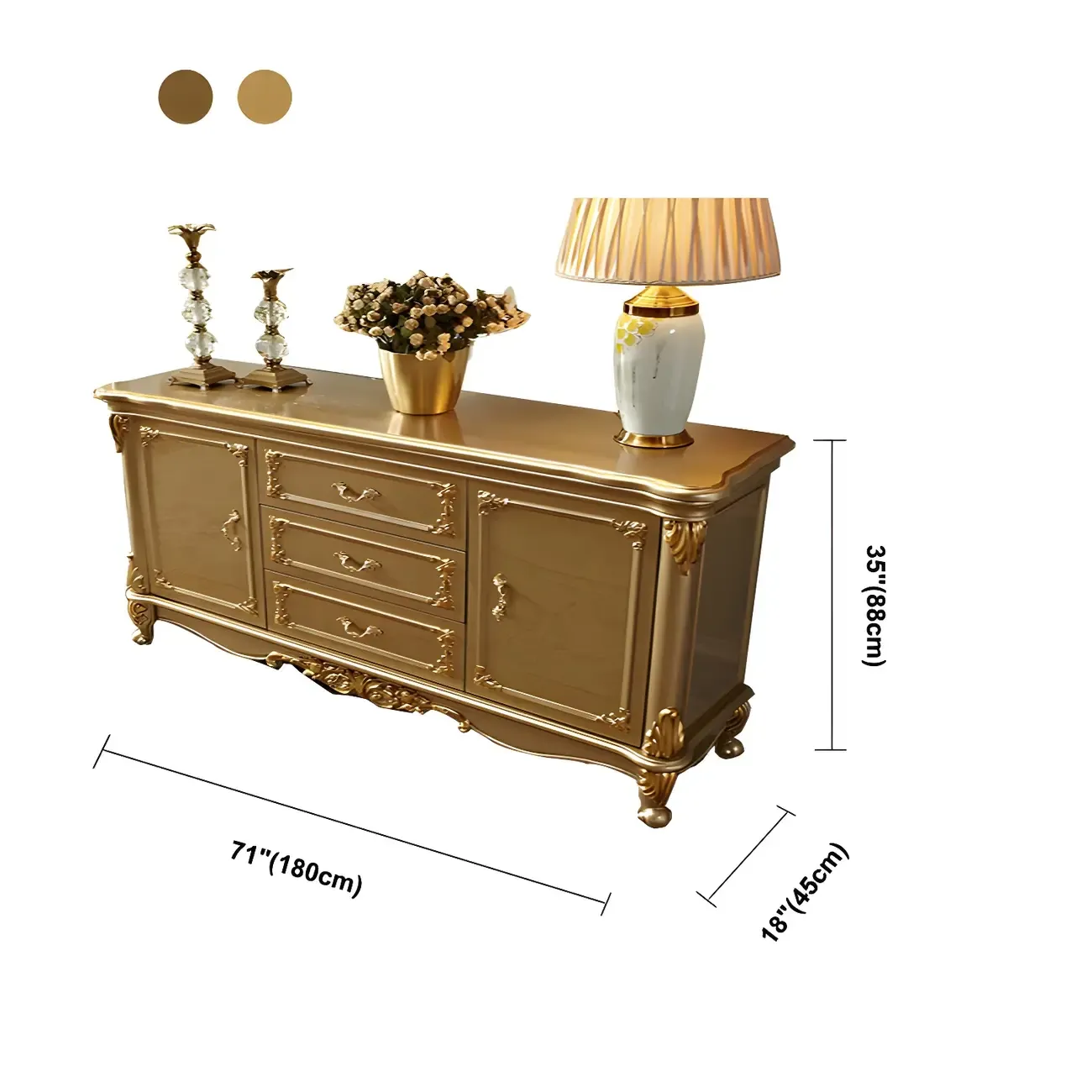 Luxury Gold Wooden Sideboard with Drawers and Doors Image - 28