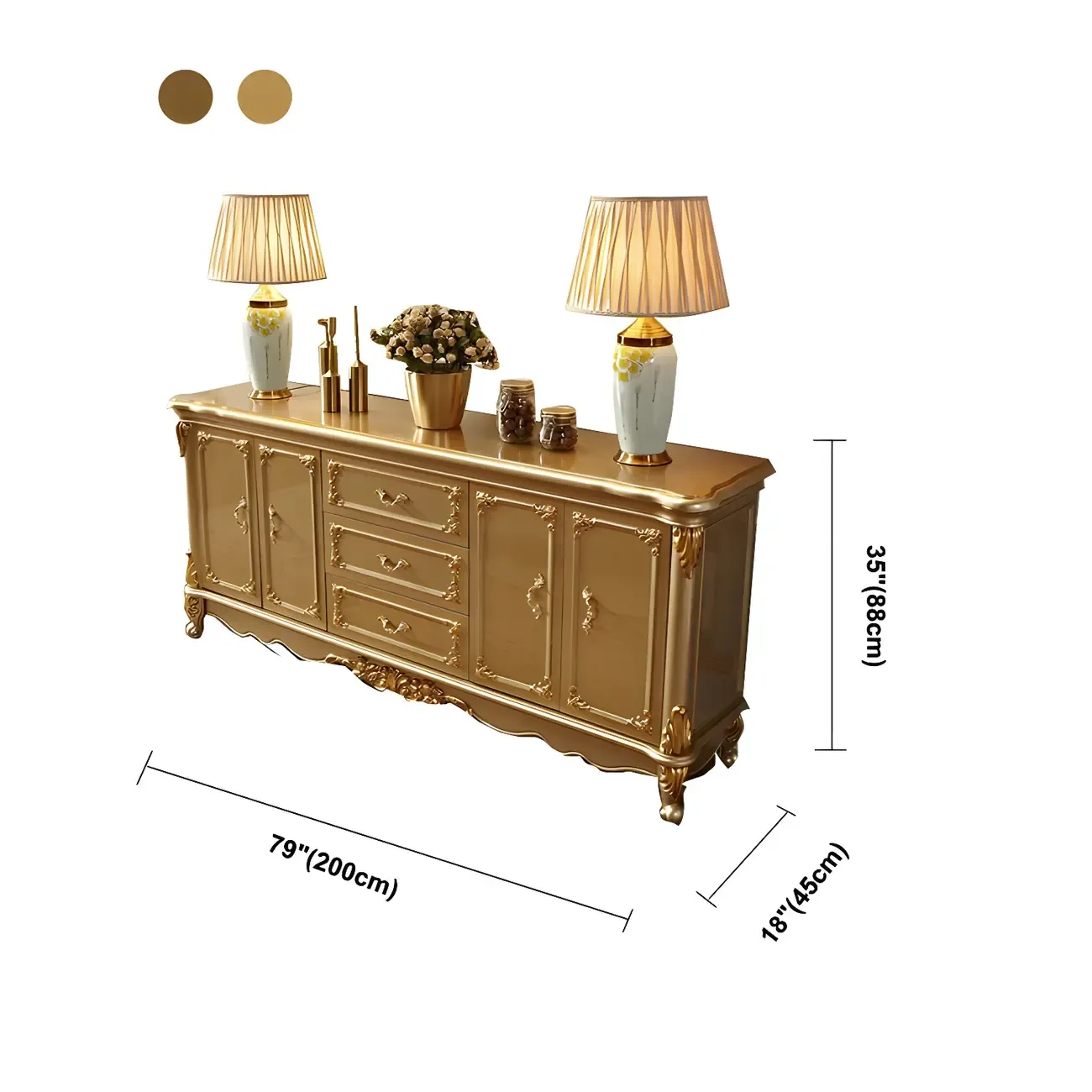 Luxury Gold Wooden Sideboard with Drawers and Doors Image - 29