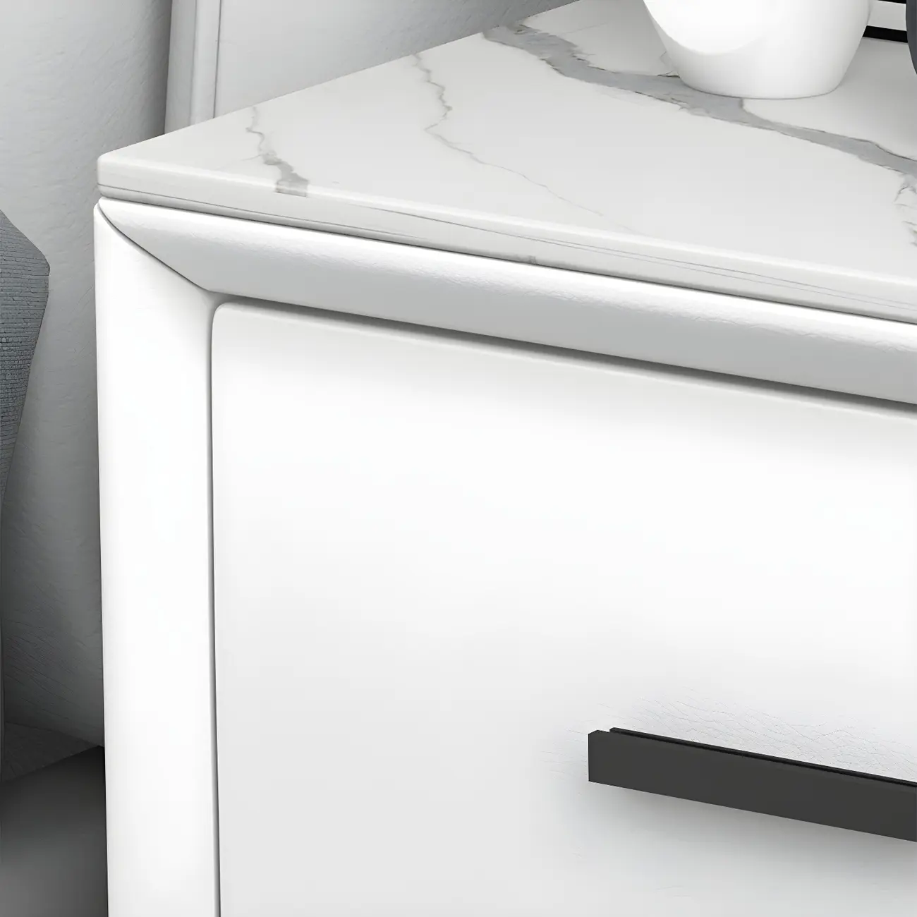 Modern Grey Metal Bedside Table with 2 Drawers Image - 8 | homeyfad