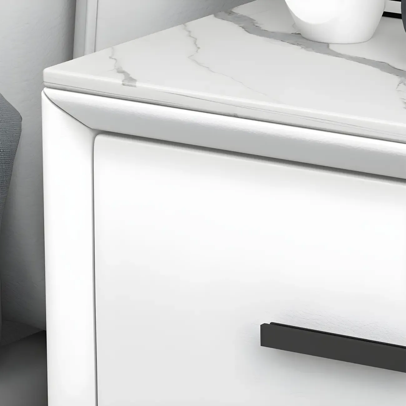 Modern Grey Metal Bedside Table with 2 Drawers Image - 8