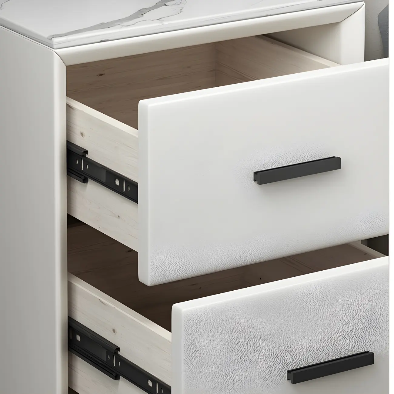 Modern Grey Metal Bedside Table with 2 Drawers Image - 9 | homeyfad