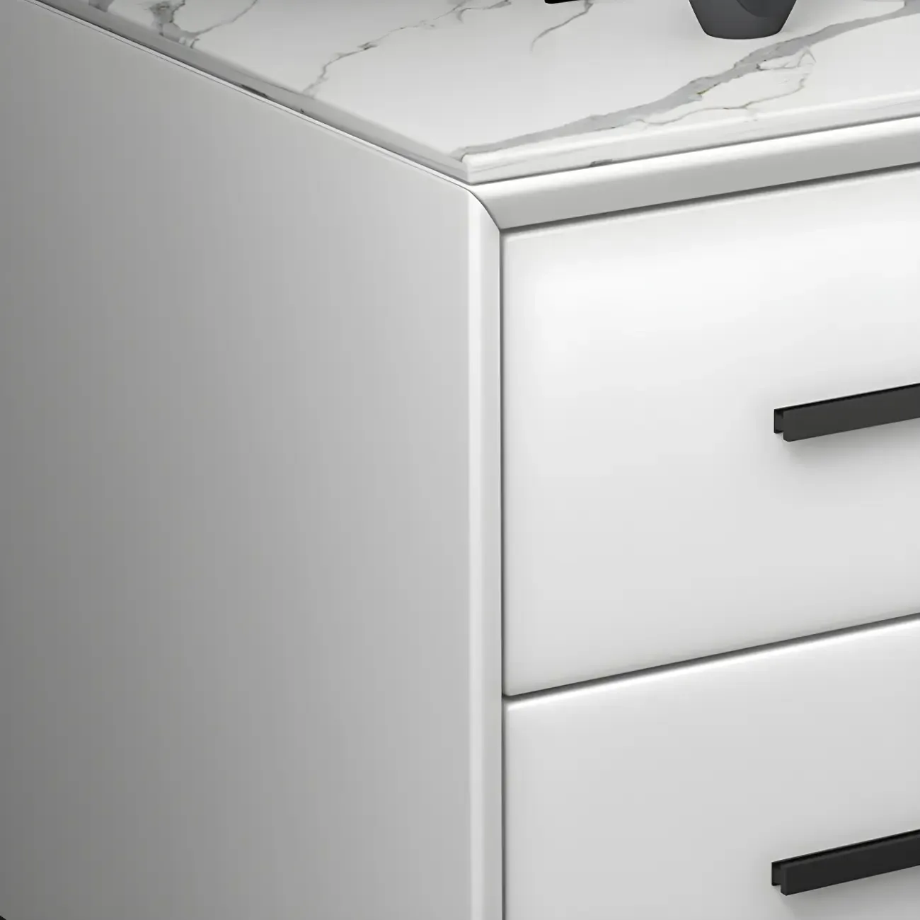Modern Grey Metal Bedside Table with 2 Drawers Image - 12