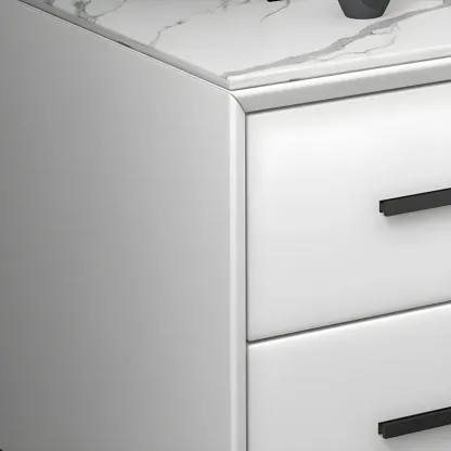 Modern Grey Metal Bedside Table with 2 Drawers Image - 12