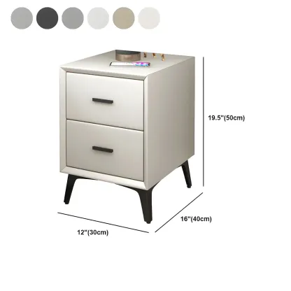Modern Grey Metal Bedside Table with 2 Drawers Image - 14