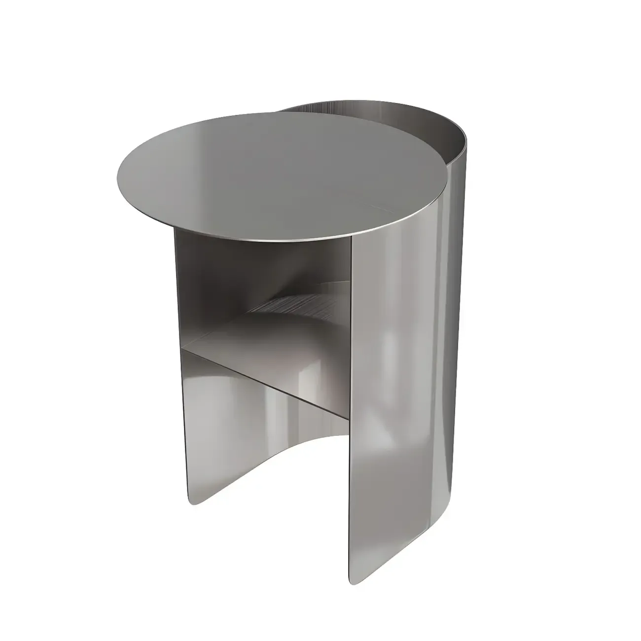 Modern Orange Metal Bedside Table with Open Shelf Storage Image - 2