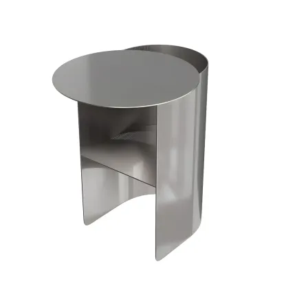 Modern Orange Metal Bedside Table with Open Shelf Storage Image - 2