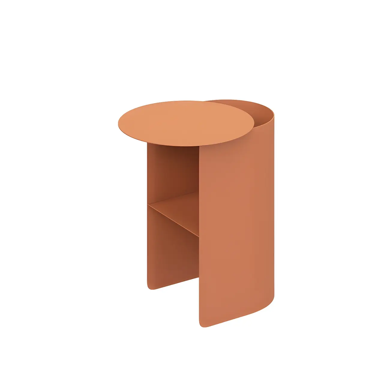 Modern Orange Metal Bedside Table with Open Shelf Storage Image - 7 | homeyfad