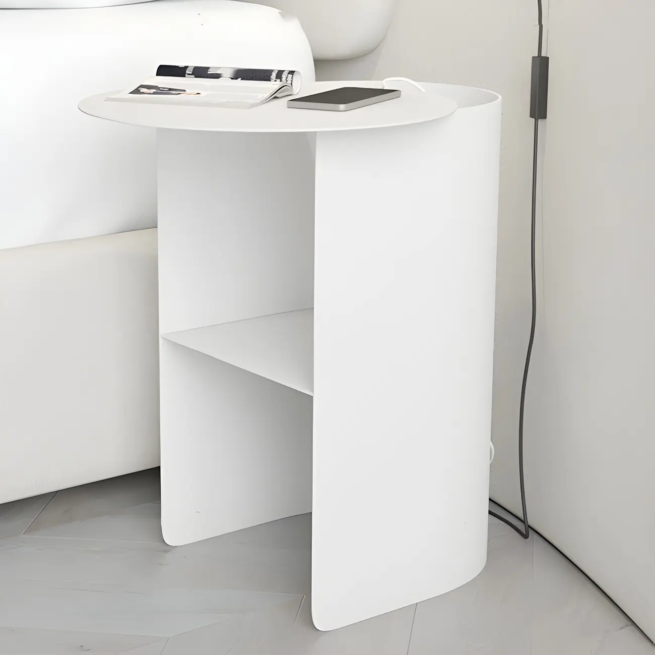 Modern Orange Metal Bedside Table with Open Shelf Storage Image - 10 | homeyfad