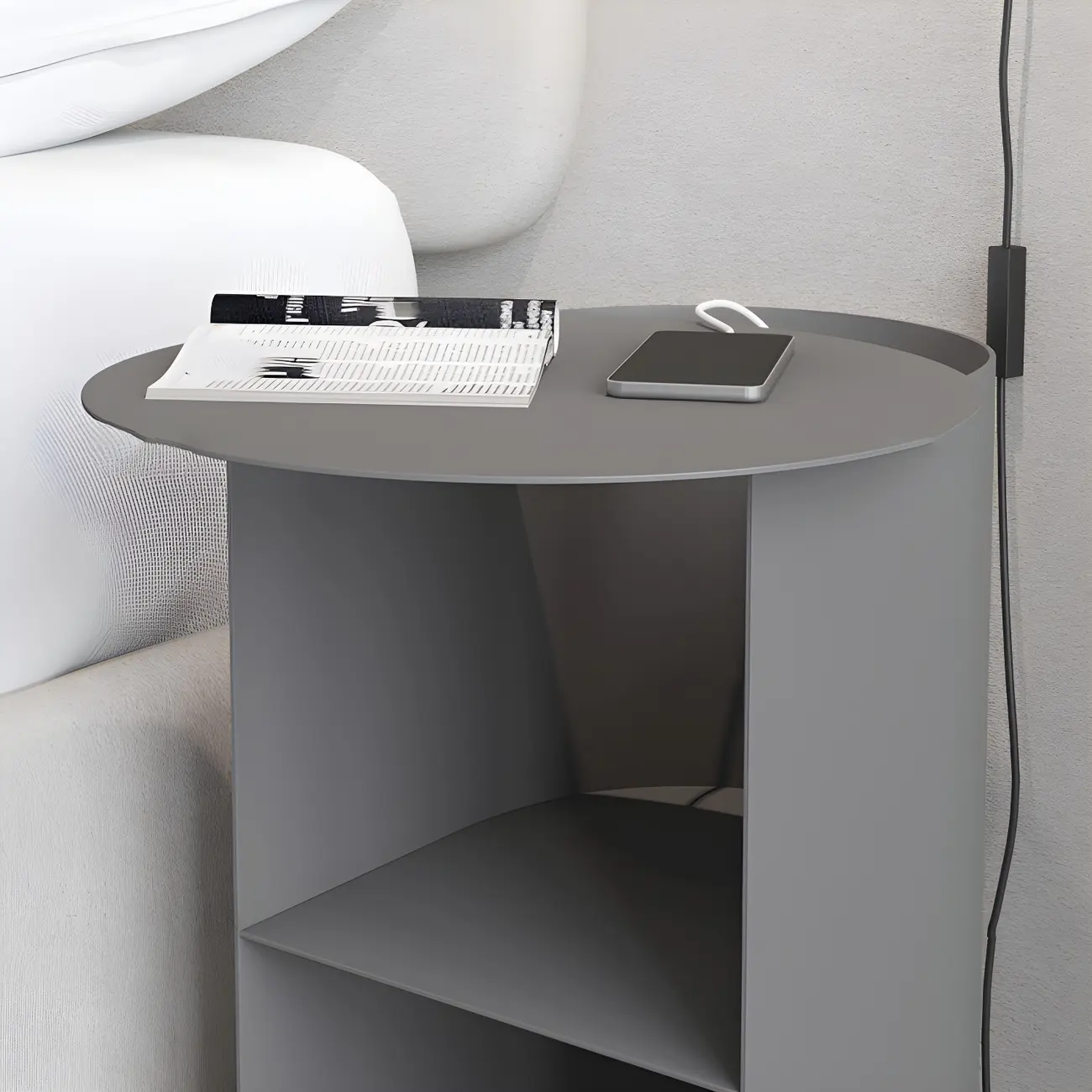 Modern Orange Metal Bedside Table with Open Shelf Storage Image - 11 | homeyfad