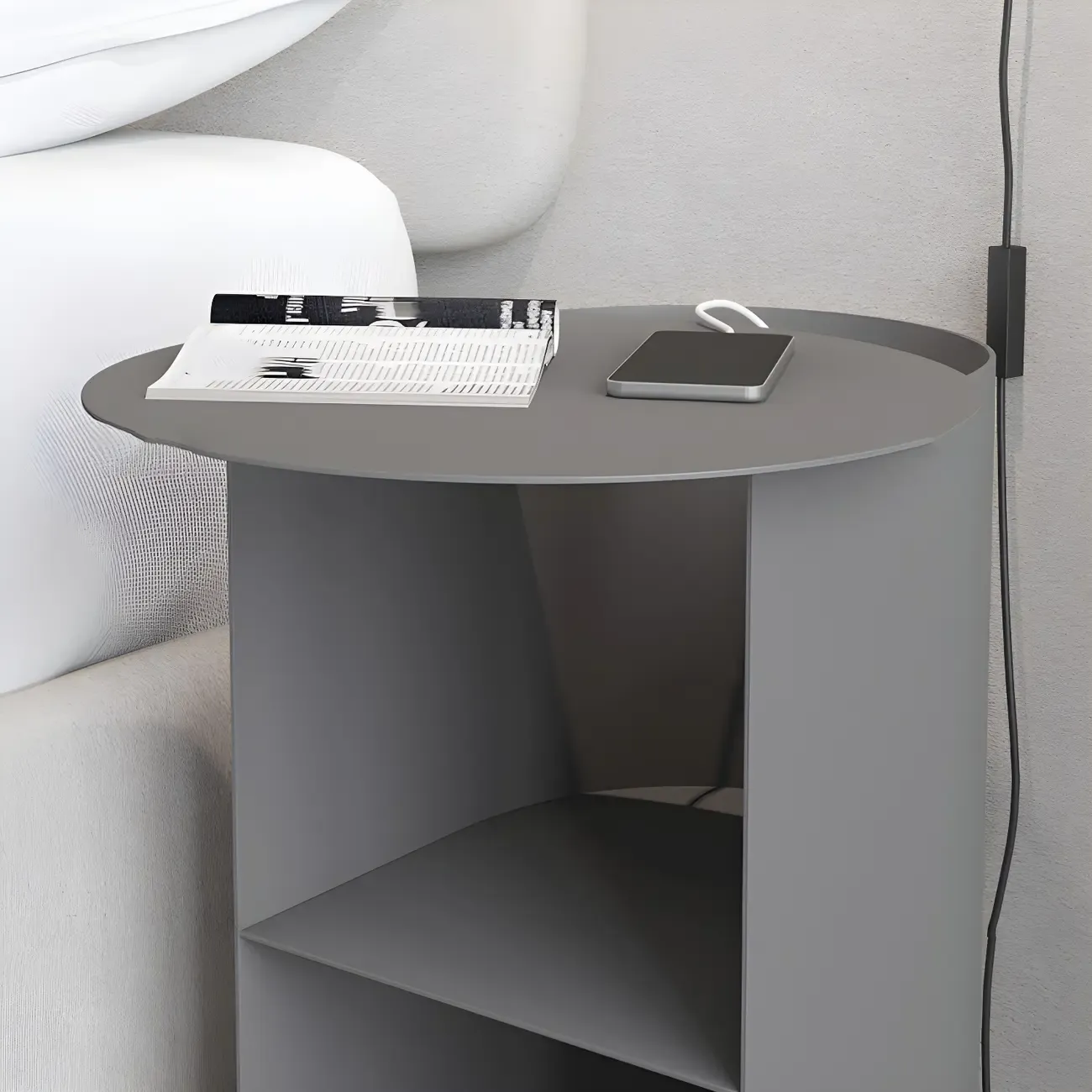 Modern Orange Metal Bedside Table with Open Shelf Storage Image - 11