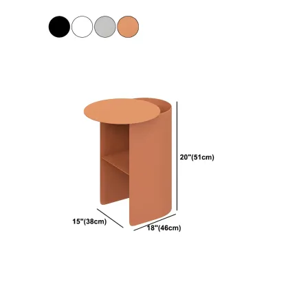 Modern Orange Metal Bedside Table with Open Shelf Storage #size