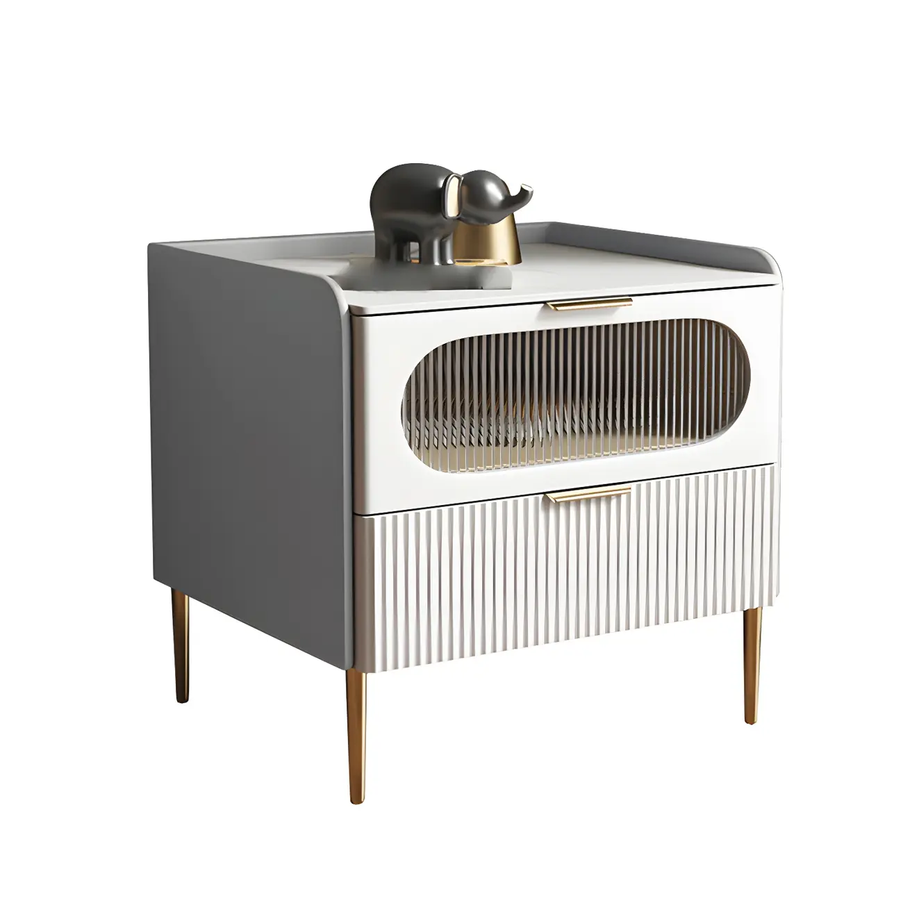 Simplistic White Wooden Bedside Table with Storage Drawers Image - 10 | homeyfad