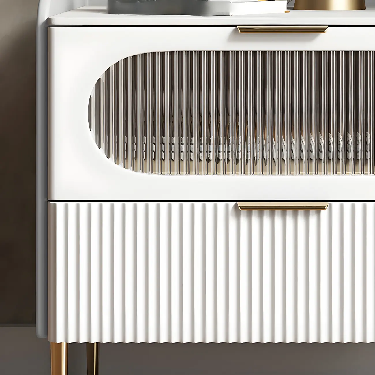 Simplistic White Wooden Bedside Table with Storage Drawers Image - 12 | homeyfad