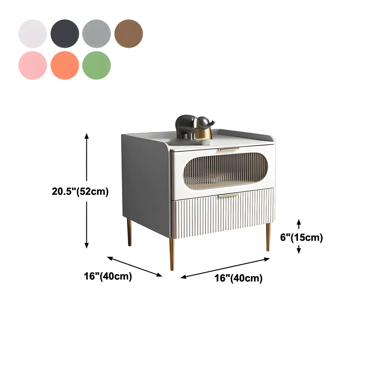 Simplistic White Wooden Bedside Table with Storage Drawers #size