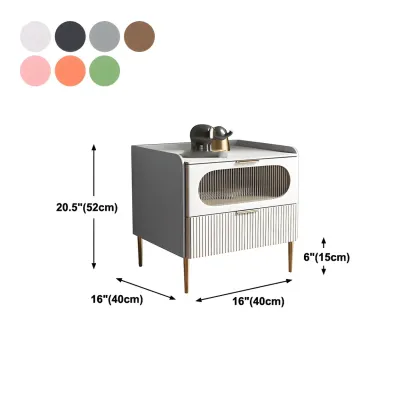 Simplistic White Wooden Bedside Table with Storage Drawers #size