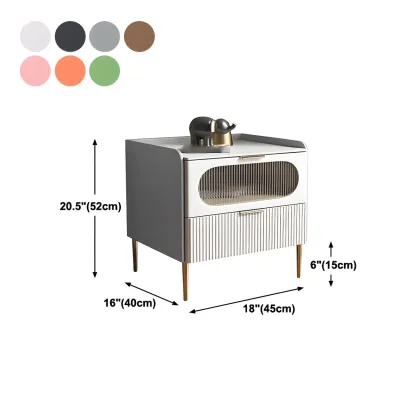 Simplistic White Wooden Bedside Table with Storage Drawers Image - 17