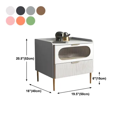 Simplistic White Wooden Bedside Table with Storage Drawers Image - 18