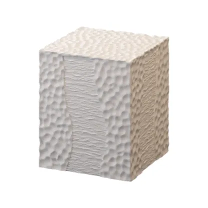 Modern White Square Block End Table for Living Room Decor Image - 3