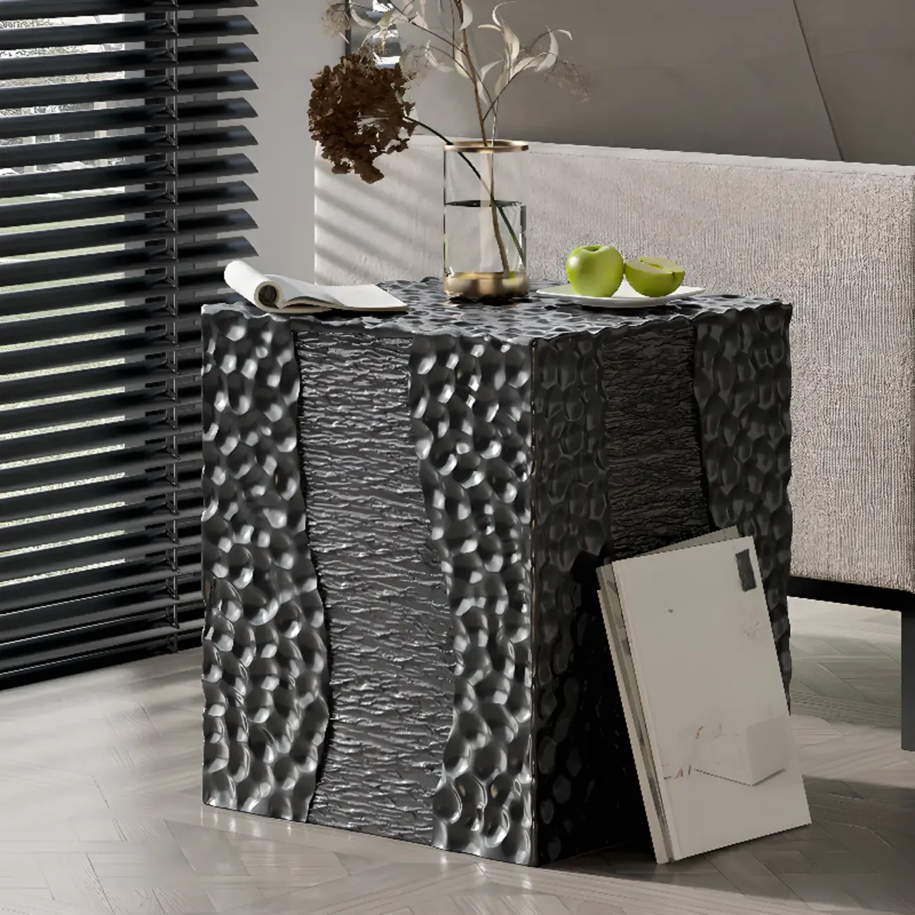 Modern White Square Block End Table for Living Room Decor Image - 11