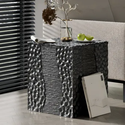 Modern White Square Block End Table for Living Room Decor Image - 11